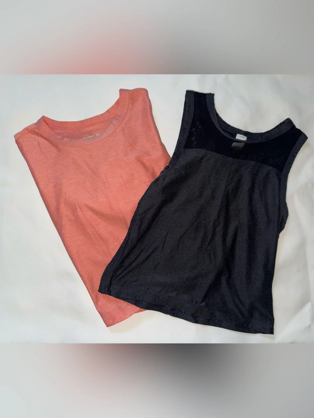 Old Navy Coral Short-Sleeve Top & Black Tank Athletic Set